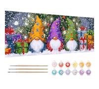 Reofrey Pintura por números adultos grande XXL Navidad - Kit de pintura al óleo pintada a mano enanos, lienzo 30 x 80 cm, con pincel y pintura acrílica - Pintura por números para niños principiantes y