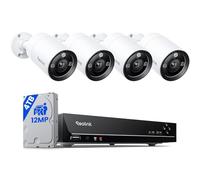 Reolink 12MP Kit Camaras de Vigilancia Exterior H.265, 4pcs Sistema de Cámara Seguridad con 30M Visión Nocturna, Audio bidireccional, NVR de 8 Canales con HDD de 4TB, Grabación 24/7, RLK8-1200B4-A