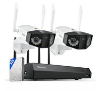 Reolink 16MP Camara Vigilancia WiFi Exterior con Doble Lente，Vista Panorámica de 180°，Trayectoria, Detección Inteligente, 4K 12CH Wi-Fi NVR para la Seguridad Doméstica, 2TB HDD, RLN12W + 2X Duo 3 WiFi