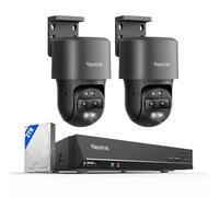 Reolink 2 TrackMix PoE-G y 1 RLN8-410 4K PTZ Camara PoE Doble Lente con Zoom Híbrido 6X, Color Visión Nocturna, Detección Inteligente, Seguimiento Automático, Audio Bidireccional; NVR 8CH con HDD 2TB