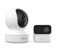 Reolink 2K Cámara Interior E1 4MP y Argus MagiCam Cámara Inalámbrica Magnética Exterior/Interior, Vista 360°, Seguimiento Automático, Detección IA, Audio Bidireccional, Almacenamiento Local