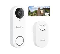 Reolink 2K+ Timbre Inalámbrico Exterior Impermeable, 5/2,4 GHz WiFi, 180°, Vista de 3:4 de Cabeza a Pies, Audio Bidireccional, Detección de Persona/Paquete, Video Doorbell WiFi (Blanco)