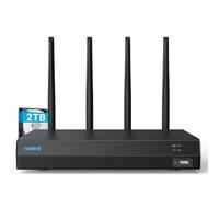 Reolink 4K 12CH NVR para la Seguridad Doméstica, Wi-Fi 6 Doble Banda, 2TB HDD, H.265, Compatible con Cámaras (Excepto cámara 4G con batería), Acceso vía App, Grabación 24/7, RLN12W (Negro)