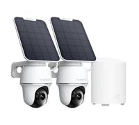 Reolink 4K 360° PT Camara Vigilancia WiFi Exterior Solar, 8MP Cámara con Auto-Seguimiento, Centro de Seguridad Todo en Uno con Almacenamiento Local, 2×Argus PT Ultra + Panel Solar + Home Hub Mini