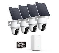 Reolink 4K 360° PT Camara Vigilancia WiFi Outdoor Solar con Seguimiento Automático, Gestión Central y Almacenamiento, Sin Cuotas Mensuales por Almacenamiento Local, Set de 4 Argus PT Ultra + SP