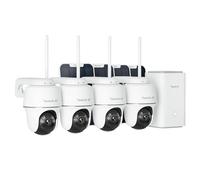 Reolink 4K 360° PT Camara Vigilancia WiFi Outdoor Solar con Seguimiento Automático, Gestión Central y Almacenamiento, Sin Cuotas Mensuales por Almacenamiento Local, Set de 4 Argus PT Ultra + SP