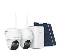Reolink 4K 360° PTZ Camara Vigilancia WiFi Outdoor Solar con Home Hub, Visión Nocturna en Color de 8 MP, Gestión Central y Almacenamiento, Sin Cuotas Mensuales, Set de 2 Argus PT Ultra + Panel Solar