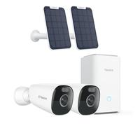 Reolink 4K Camara Vigilancia WiFi Exterior Solar, Visión Nocturna en Color | Detección Inteligente y Reproducción, Gestión Central y Almacenamiento, Set de 2 Argus Eco Ultra + Panel Solar + Home Hub