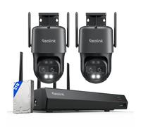Reolink 4K PTZ Camara Vigilancia WiFi Exterior con Doble Lente, Visión de 360°, Seguimiento Automático, Zoom 6X, 4K 12CH Wi-Fi NVR para la Seguridad Doméstica, 2TB HDD, RLN12W + 2X TrackMix WiFi Gris