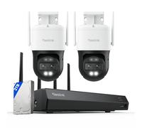 Reolink 4K PTZ Camara Vigilancia WiFi Exterior con Doble Lente, Visión de 360°, Seguimiento Automático, Zoom 6X, 4K 12CH Wi-Fi NVR para la Seguridad Doméstica, 2TB HDD, RLN12W + 2X TrackMix WiFi