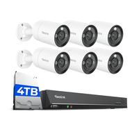 Reolink 6 RLC-1212A y 1 RLN16-410 12MP Cámara Vigilancia PoE con Foco, Visión Nocturna en Color, Detección de Personas/Vehículos/Animales, Audio Bidireccional; NVR 16CH con HDD 4TB