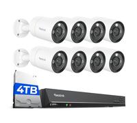 Reolink 8 RLC-1212A y 1 RLN16-410 12MP Cámara Vigilancia PoE con Foco, Visión Nocturna en Color, Detección de Personas/Vehículos/Animales, Audio Bidireccional; NVR 16CH con HDD 4TB