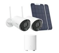Reolink Argus Eco 5MP Solar (2 Cámaras) + Home Hub Mini | Cámara Vigilancia WiFi Exterior con Batería, Visión Nocturna, Detección de Personas/Vehículos y Almacenamiento Local Seguro