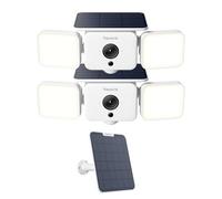 Reolink Cámara de Seguridad, inalámbrica para Exteriores con resolución 2K y ángulo de visión de 150°, Foco de hasta 1000 LM con Sirena, visión Nocturna a Color, 2×Solar Floodlight CAM+6W Panel Solar