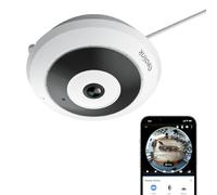 Reolink Cámara WiFi Interior 6MP, Vista Panorámica 360°, Cámara Ojo de Pez | WiFi 2,4/5 GHz, Detección de Personas, Audio Bidireccional, Instalación Techo/Pared/Mesa, Múltiples Vistas, FE-W Blanco