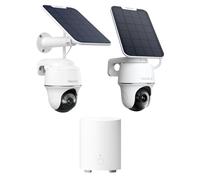 Reolink Cámaras WiFi Exterior 4K/5MP Solar, PT 360° y Auto-Seguimiento, Visión Nocturna en Color, Detección Inteligente, Audio de 2 Via, Incluye: Argus PT-5MP, Argus PT Ultra y Home Hub Mini