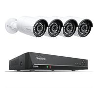 Reolink Kit Cámaras de Seguridad PoE 5MP NHD, 4X Cámaras IP Exterior IP67 y NVR 8CH (Sin Disco Duro), Detección Personas/Vehículos, 30M Visión Nocturna, Grabación Continua 24/7, RLK8-410B4-5MP