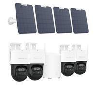 Reolink Kit de Seguridad con 4× TrackMix + 1× Home Hub Mini, Cámara 4K 360° PTZ Exterior Auto-Tracking, Doble Lente, Visión Nocturna Color, Hub con Almacenamiento Local y Reproducción Inteligente