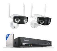 Reolink Kit RLN12W-B + Duo 2 WiFi + Duo 3 Wi-Fi, Cámaras WiFi Exterior 16MP/4K con Doble Lente, Vista Panorámica 180°, Detección Inteligente, Wi-Fi 6, Grabación 24/7 y NVR 12CH 2TB
