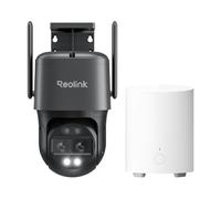 Reolink TrackMix WiFi Gris + Home Hub Mini, Cámara 4K PTZ WiFi Exterior con Doble Lente, Vista 360°, Seguimiento Automático y Centro de Seguridad Todo en Uno con Almacenamiento Local y Acceso Remoto