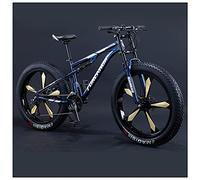 REOTEL Bicicleta Montaña para Adulto Hombre Mujer 26 Pulgadas de 3 y 5 Radio Neumático Gordo MTB Profesional Doble Freno Disco Ciclismo BTT Doble Suspensión Marco Acero Carbono,Blue 5 Spoke,30 Speed