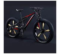 REOTEL Bicicleta Montaña para Adulto Hombre Mujer 26 Pulgadas de 3 y 5 Radio Neumático Gordo MTB Profesional Doble Freno Disco Ciclismo BTT Doble Suspensión Marco Acero Carbono,Black 5 Spoke,21 Speed