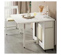 REOTEL Juego de Mesa y sillas Plegables, Mesa de Comedor de Madera Maciza y sillas con 4 sillas, Mesa de Hojas de caída para Cocina Comedor Sala de Estar,Blanco