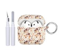 Reownest - Carcasa para AirPods 4 con kit de limpieza, bonito diseño de flores, flexible, antigolpes, con tapa suave, color amarillo