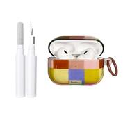 Reownest Funda compatible con AirPods Pro 3 con kit de limpieza, bonito diseño de cuadros dopamina multicolor, diseño estético, resistente a los arañazos, funda blanda para auriculares, multicolor