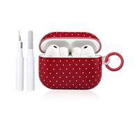 Reownest Funda compatible con AirPods Pro 3 con kit de limpieza, bonito patrón de lunares de punto de onda, diseño estético, resistente a los arañazos, funda con llavero blanda para auriculares y