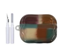 Reownest Funda compatible con AirPods Pro/Pro 2 con kit de limpieza, bonito patrón de cuadros dopamina multicolor, diseño estético, resistente a los arañazos, funda blanda para auriculares, multicolor