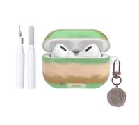 Reownest Funda para AirPods Pro/Pro 2 con kit de limpieza, bonito diseño retro de rayas de bloques de color para niñas y mujeres, funda protectora de TPU suave a prueba de golpes, color verde