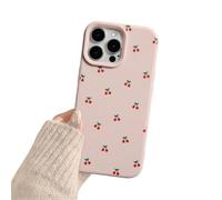 Reownest Funda para iPhone 16 Pro con diseño de cerezas, suave de TPU fina y linda protección de cámara para niñas y mujeres - Rosa