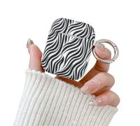 Reownest Funda Protectora Compatible para AirPods 2 y AirPods 1, Diseño Suave y Lindo con Estampado de Leopardo, Estilo de Moda, Decoración Hermosa, Antigolpes con Llavero para Auriculares - Negro