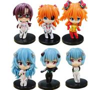 REOZIGN Ayanami Rei, Asuka Langley Soryu, Mari Illustrious Figure, 6 piezas Q versión 9 cm / 3,5 pulgadas hecha a mano PVC Modelo de personaje Craft Gift