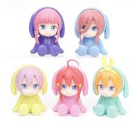 REOZIGN Ichika, Nino, Miku, Yotsuba, Itsuki Figure, Q Version Hat Sudadera Sitting 5pieces Figura 8cm/3.1inch Character Model Desktop Decoration Gifts