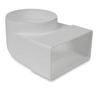 Repa Market 90° grados 110 x 55 mm en conector de conducto plano rectangular Ø100 mm para conexión de tubo redondo - clima, ventilación, calefacción, refrigeración.