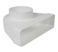 Repa Market 90° Grados 220 x 55 mm a Ø100 mm rectangular conector de canal plano para conexión de tubo redondo - clima, ventilación, calefacción, refrigeración.