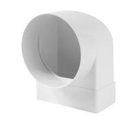 Repa Market Conector de tubo rectangular de 90 grados 150 x 75 mm para tubo de ventilación redondo de 125 mm - Tubo redondo de plástico ABS para calefacción, refrigeración, canal plano, conducto de