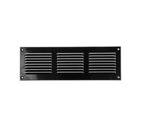 Repa Market negra Cubierta de ventilación de aire resistente a los arañazos de 300 x 100 mm (dimensiones exteriores) - Cubierta de rejilla de acero galvanizado con pantalla de malla/pared