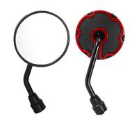 REPAIROCK 1 Juego de Espejos Retrovisores para Motocicleta Bar End Side Mirrors Mount Universal Ajustable Hierro Plástico Rojo Negro Forma Redonda M10