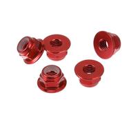 REPAIROCK 5 Pcs Tuercas Brida de Coche M5*0.8 Aleación de Aluminio Hexagonal Plana Rosca Inversa Tuercas de Bloqueo de Brida Antideslizante Bloqueo de Brida Rojo Profundo 6mm/0.24"