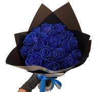 RePaLy - Ramo de rosas brillantes artificiales con purpurina, flores brillantes para bricolaje, regalo de amor (azul, 20 piezas)