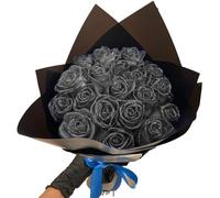 RePaLy Ramo de rosas con purpurina, ramo de rosas falsas brillantes, regalo de amor, regalo del día de San Valentín (negro, 10 piezas)