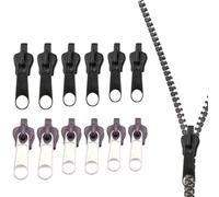 Reparador de Cremallera Universal Extraíble, 12 Piezas, Alluring Kit de Reparación de Cremalleras, Reemplazo de Cremallera Kit, Tirador Decorativo en Metal, para Chaqueta, Bolso, Maletas, Mochilas