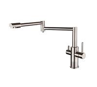 Reparte de la Plataforma de Martillo Plegable de la Plataforma Plegable del Fregadero del Fregadero de la Cocina con Brazo oscilante de ón Doble Estirable, Toque Directo de Bebida, latón Dos manijas