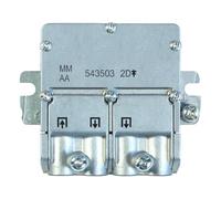 Repartidor 2D-ICT, con conexiones para cables, soporte de señal y certificación, ideal para distribución de red y telecomunicaciones.