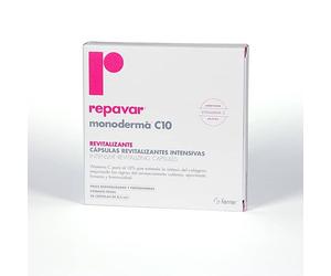 Repavar Revitalizante Monoderma Vitamina C pura al 10% 28 Cápsulas - Aporta Firmeza y Luminosidad para Todo Tipo de Pieles Maduras