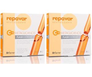 Repavar Revitalizante - Sérum Metaglicanos Flash Extreme - Efecto Tensor Inmediato - Elaborado con Vitamina C - Piel más Luminosa y Radiante - Fija el Maquillaje - 5 Ampollas de 1 ml (Paquete de 2)