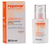 Repavar Revitalizante - Crema Contorno de Ojos con Acción Antiarrugas - Elaborada con Vitamina C - Previene la Aparición de Bolsas, Ojeras y Patas de Gallo - 15 ml